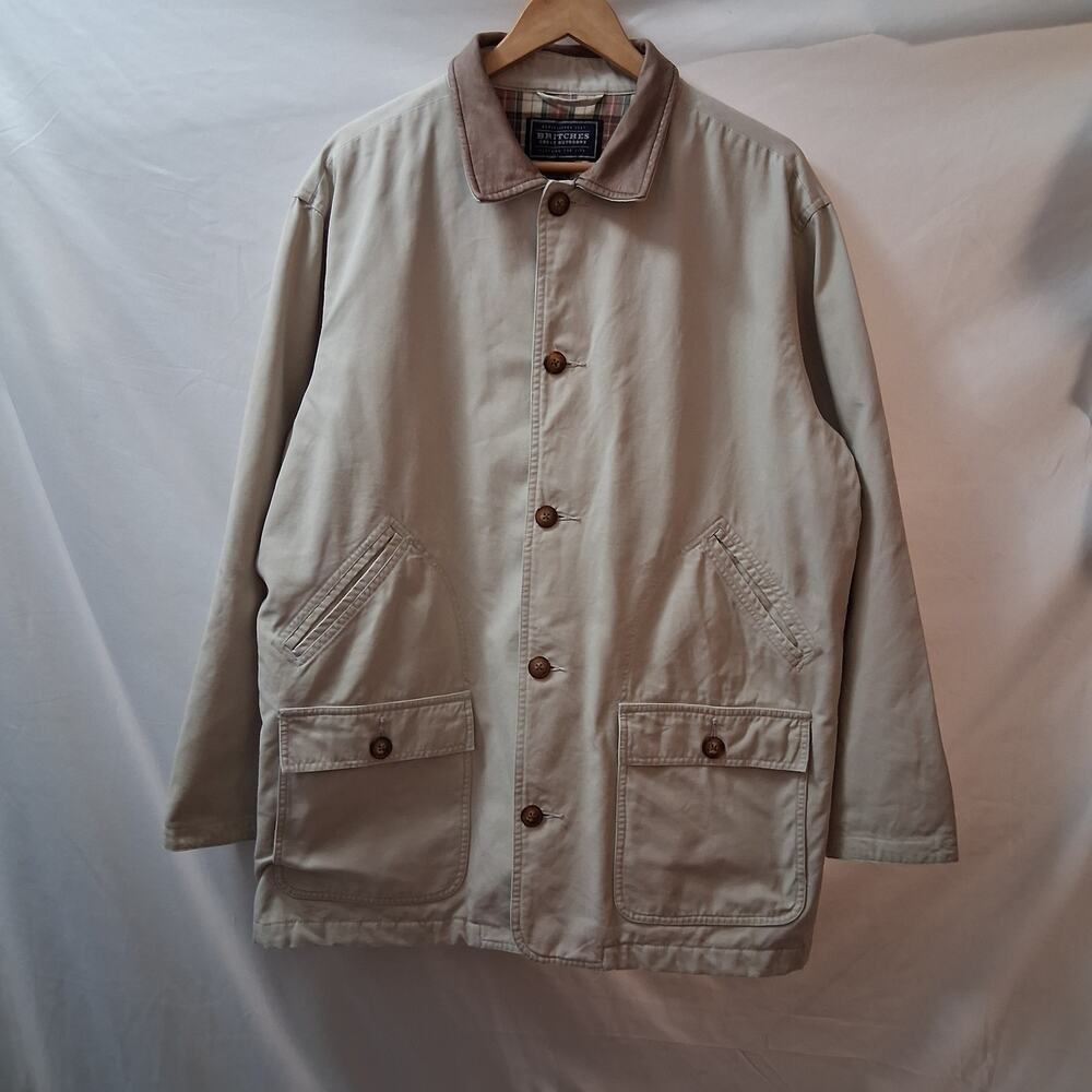 Vintage 1967 Britches Great Outdoor Barn Jacket Plaid Flannel Lining Men Beige-M